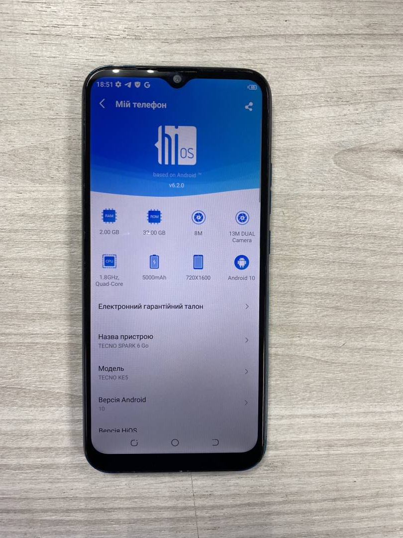 Мобильний телефон Tecno spark 6 go ke5 2/32gb,артикул 01-200144314 ::  Техноскарб