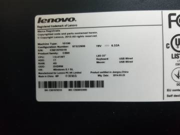 01-200226050: Lenovo екр 24/inter i3-4130t/ram 8gb/ssd 120gb/nvidia 800m 2gb