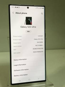 01-200270384: Samsung galaxy s22 ultra sm-s908u 12/256gb