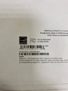 01-200170654: Apple ipad pro 11 2022 wi-fi 2tb