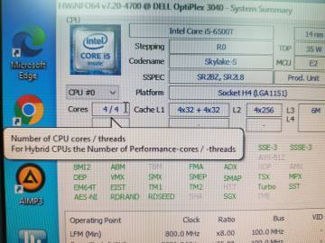 01-200033443: Dell optiplex 3040 core i5-6500t 2.5ghz/ram8gb/ssd120gb/intel hd graphics 530