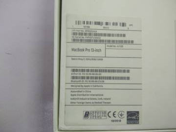 01-200138548: Apple Macbook Pro a1708/ core i5 2,3ghz/ ram8gb/ ssd512gb/ iris plus 640/ retina