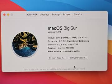 01-200150581: Apple Macbook Pro a1502/ core i5 2,6ghz/ ram8gb/ ssd128gb/ retina/ intel iris