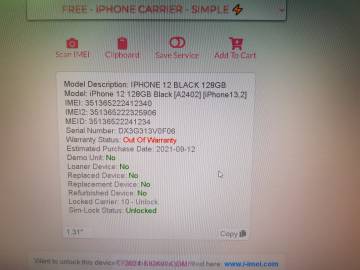 01-200062542: Apple iphone 12 128gb