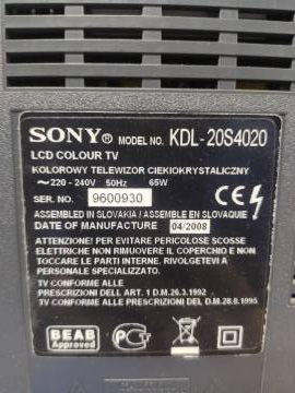 01-200242844: Sony kdl-20s4020