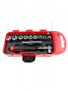 - 1/4&#34; multi socket wrench set mini with bits and adapter 23pcs
