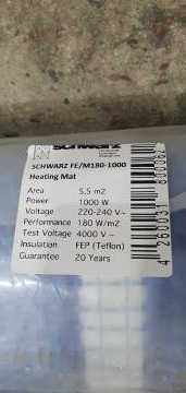 01-200180606: Schwarz heizelement fe/m 180-1000,100w,5,5 м